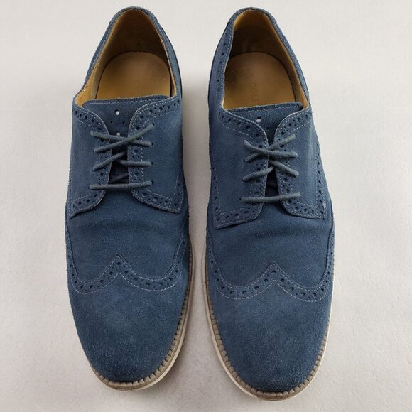 Cole Haan Lunargrand Wingtip Oxford Shoe Mens 11.5 Blue Suede Lace Up Dress - Picture 3 of 11